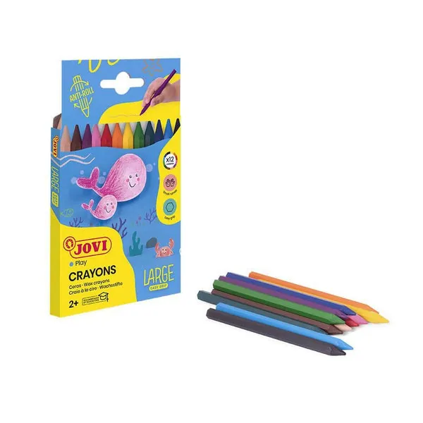 Crayons Plastique Jovi 12 Couleurs Anti-Roll Maternelle