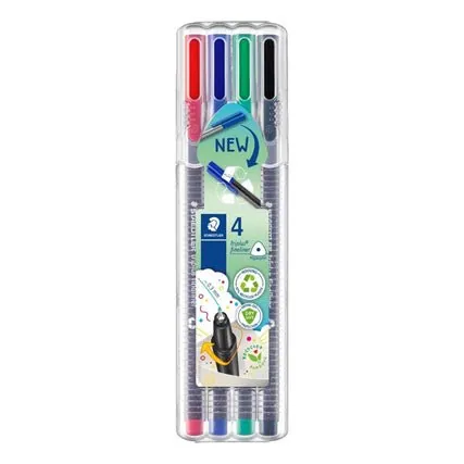 STAEDTLER triplus 334 - 4 feutres fins - 0.3 mm - noir. rouge. bleu. vert