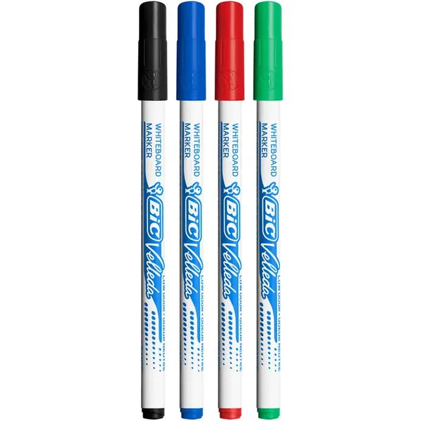 BIC VELLEDA 1721 - Pack de 5 marqueurs effaçables - pointe fine - couleurs assorties