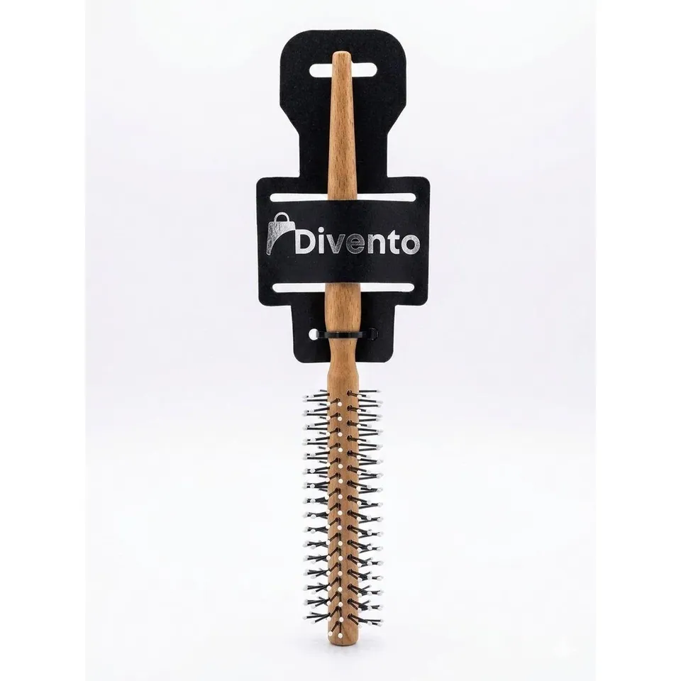 Brosse Ronde Pro en Bois avec Picots en Nylon Perles