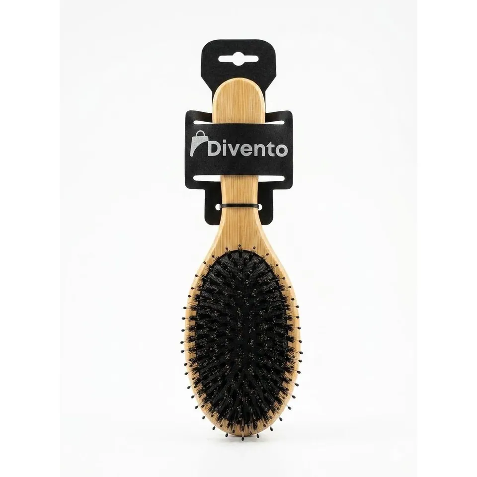 Brosse Pro Pneumatique Ovale en Bambou avec Poils de Sanglier
