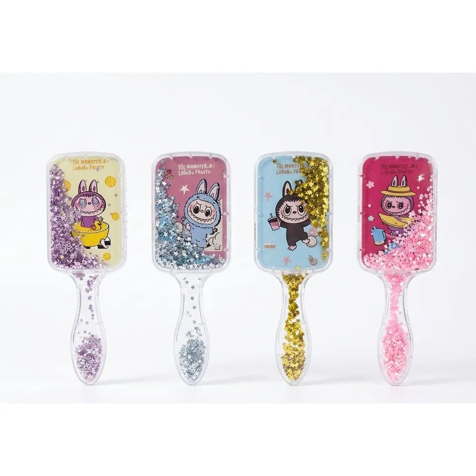 Brosse Transparente a Paillettes Mobiles Labubu Fruits