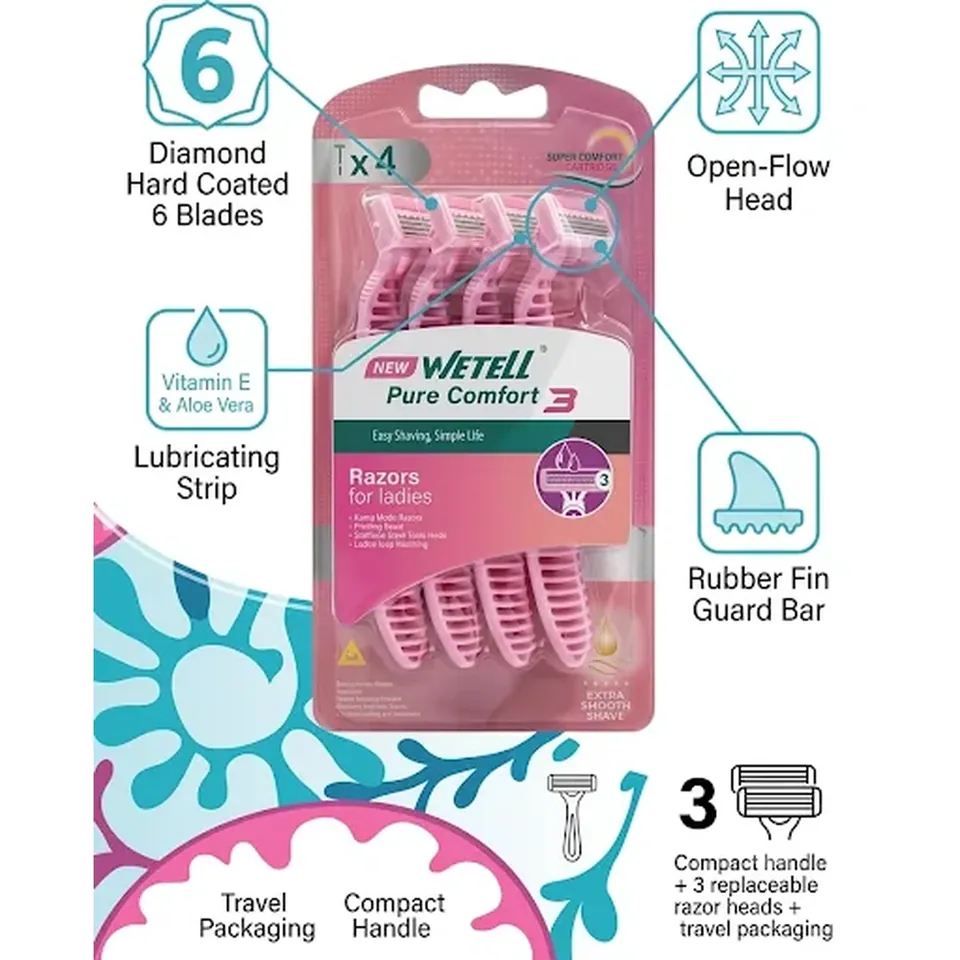 Wetell Lady Rasoir 3 Blades 4PCS