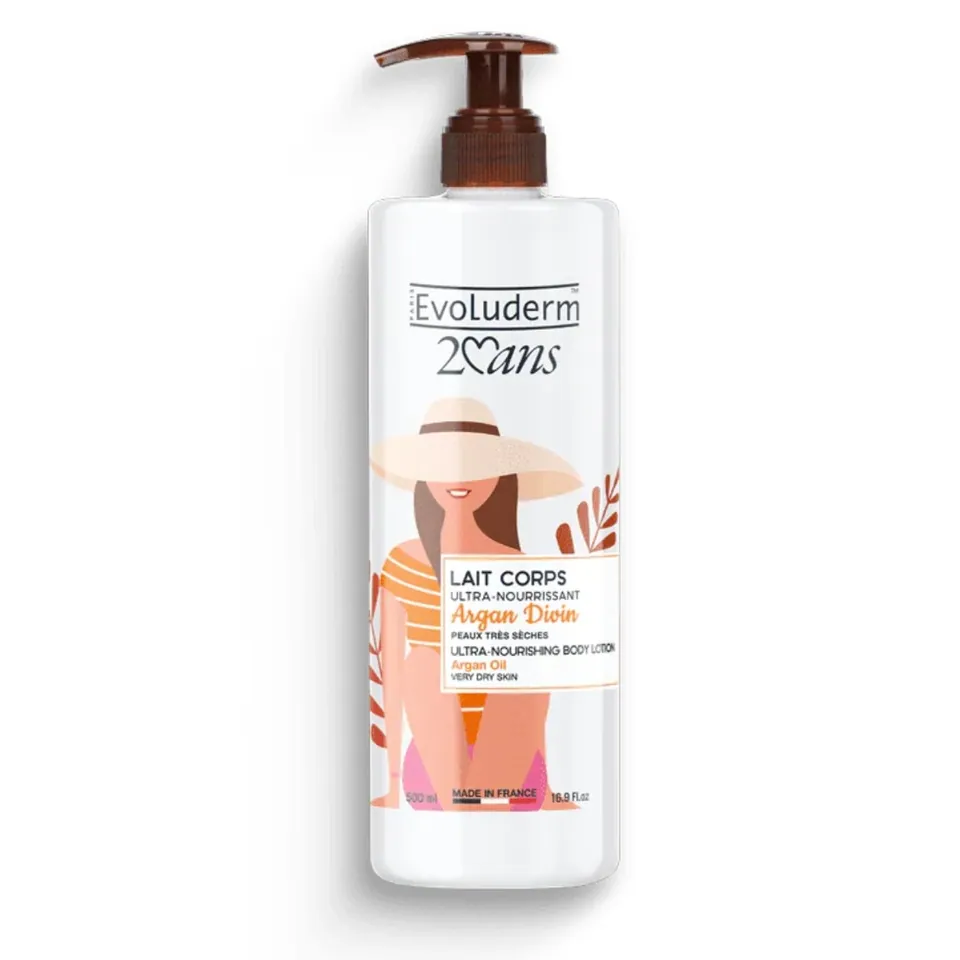 Evoluderm Lait Corps Argan Divin Peaux Tres Seches 500 ml