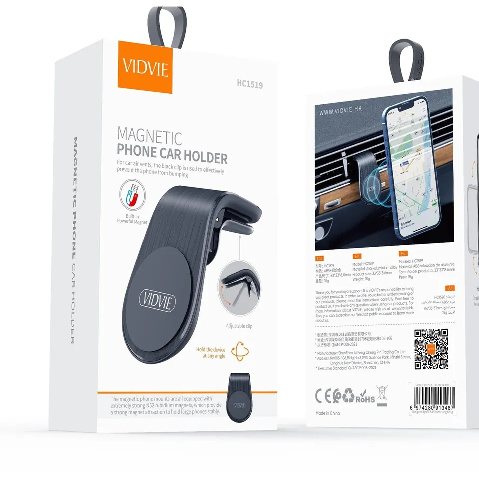 VIDVIE Support téléphone magnétique grille d'aération HC1519