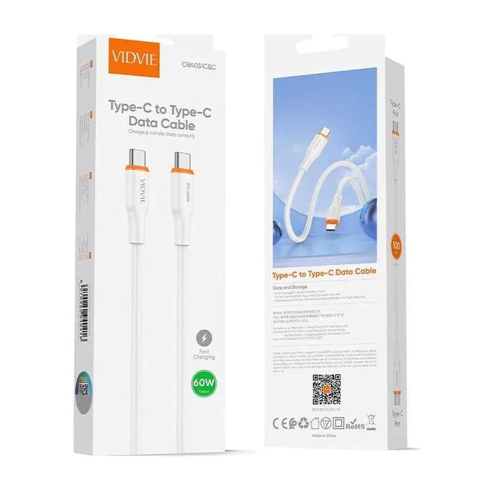 VIDVIE Câble USB-C vers USB-C CB4031 – PD 60 W