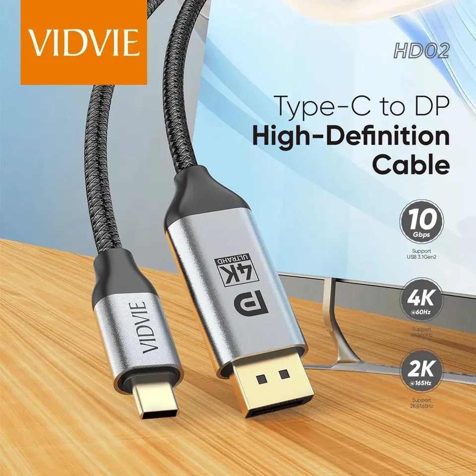 VIDVIE Câble USB-C vers DisplayPort HD02 – 4K