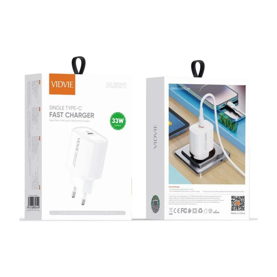 VIDVIE Chargeur secteur USB-C PLE271 – PD 33 W