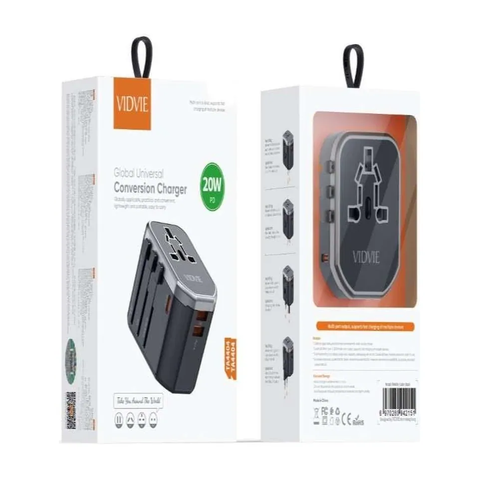 VIDVIE Adaptateur de voyage universel TA4404 – PD 20 W