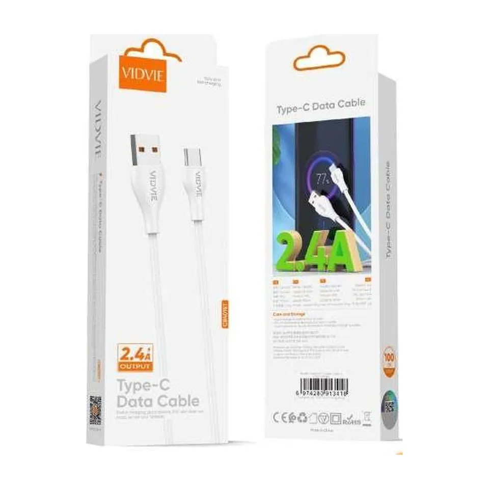 VIDVIE Câble USB-A vers USB-C CB4015 – 2,4 A – 1 m