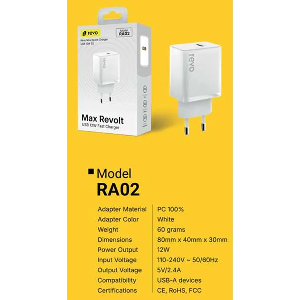 Revo Chargeur secteur RA02 – 12 W
