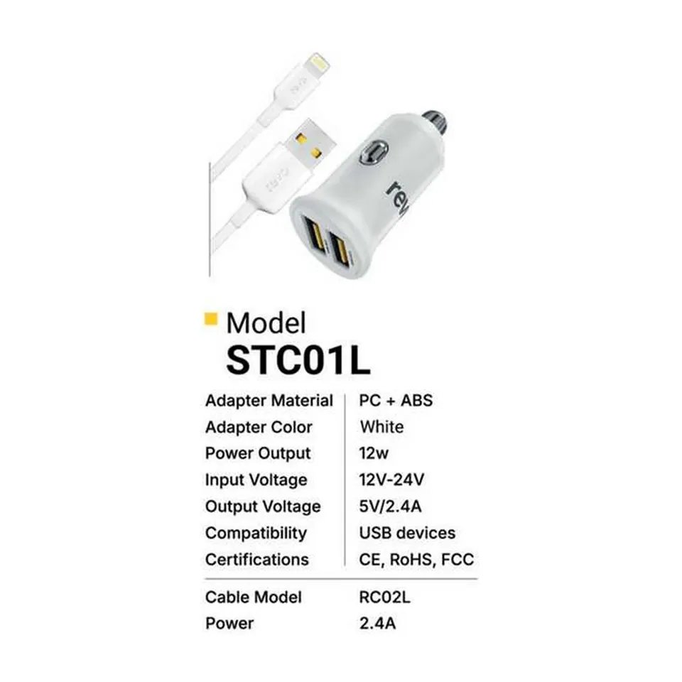 Revo Chargeur allume-cigare STC01L – 12 W + câble Lightning